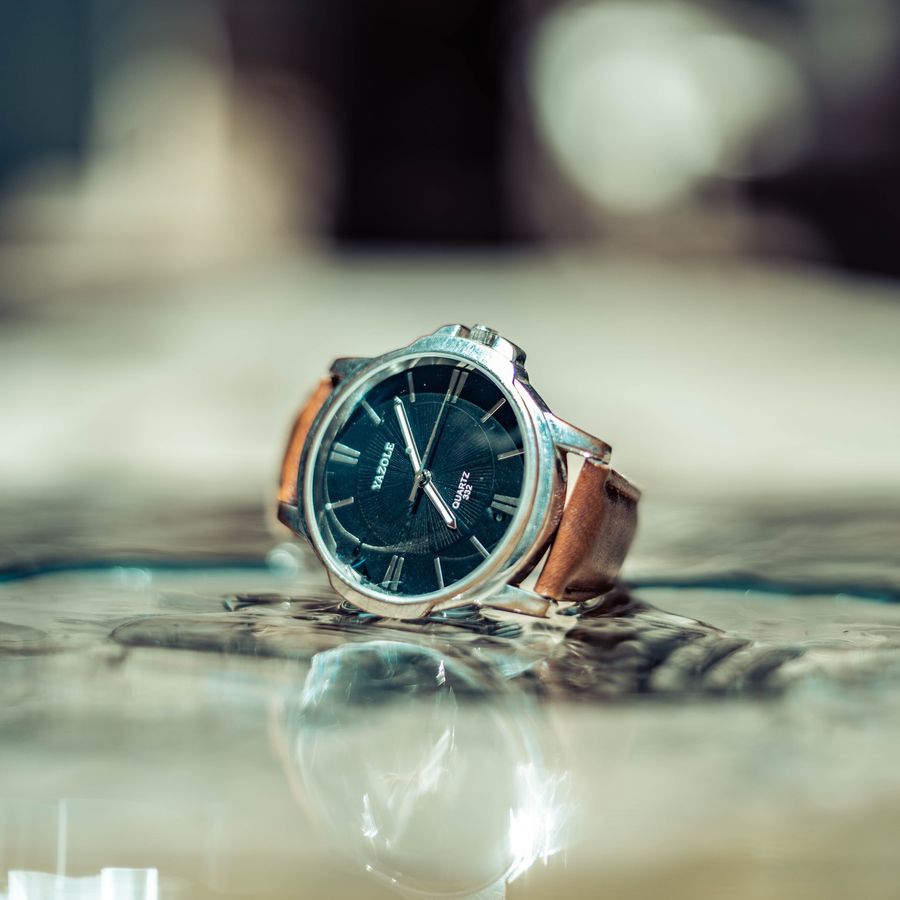Ocean Blue Dial Leather Watch