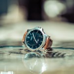 Ocean Blue Dial Leather Watch
